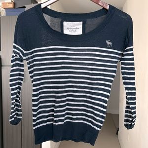 Abercrombie & Fitch navy and white striped sweater